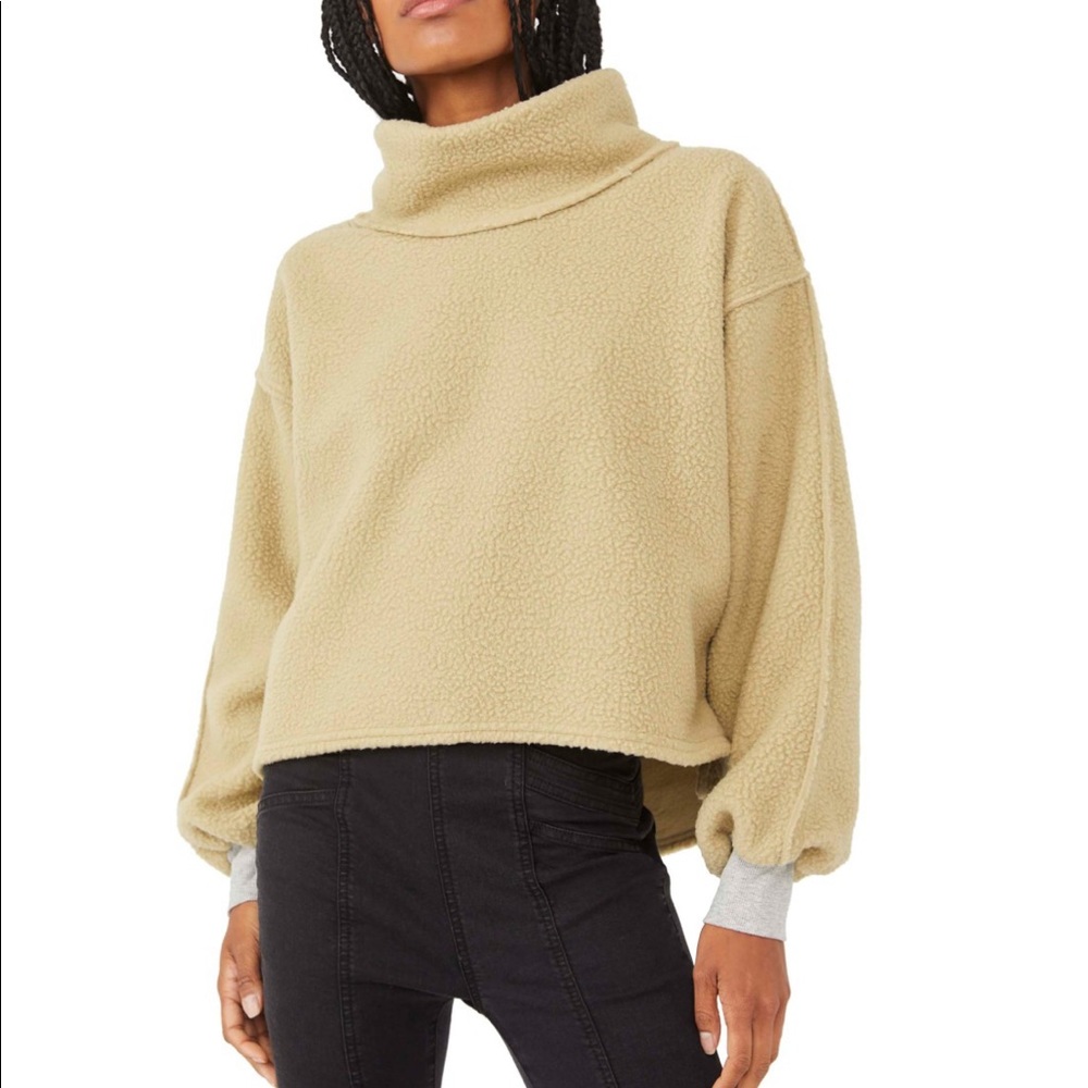Free People Elk Mountain Funnel Neck Sweater | Sherpa | Size L